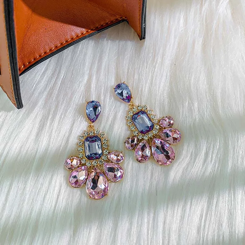 Женские серьги-подвески из серебра 925 пробы с фиолетовыми кристаллами - купить по