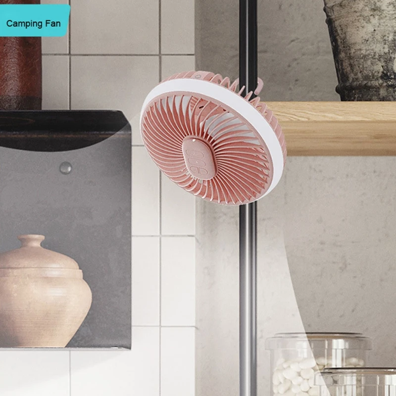 

USB Rechargeable Ceiling Fan with Remote Control LED Lamp Small Portable Fan with 4000mAh 3 Speed Quiet for Home Office