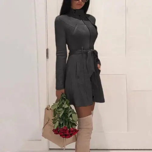 Женский осенне-зимний модный теплый плащ замшевое пальто Женская водолазка с