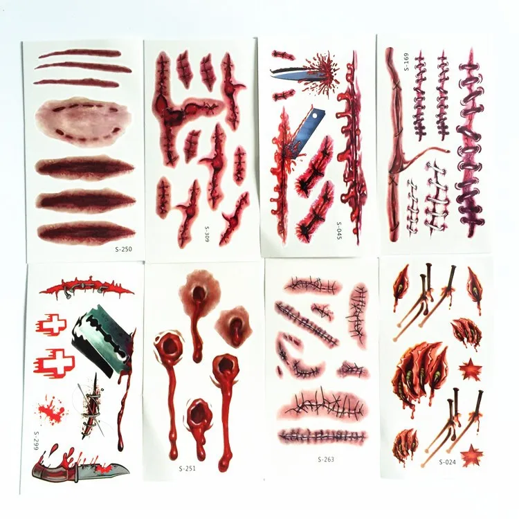 Фальшивый окровавленный макияж Хэллоуин вечерние шрамы зомби украшение