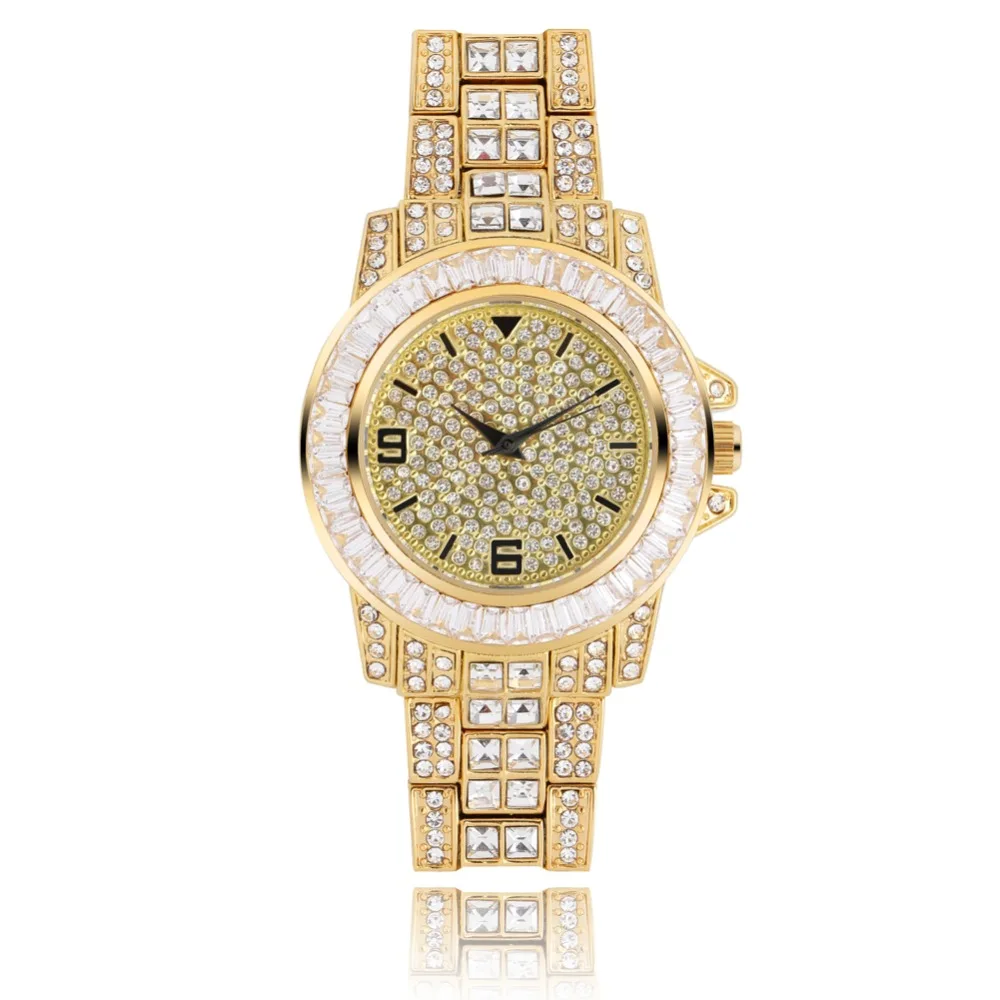GUCY AAA ICED OUT хип-хоп наручные часы с микро pave CZ браслет из нержавеющей стали Прямая поставка