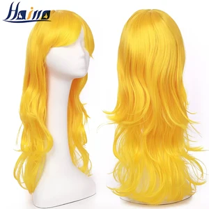 HAIRRO 23 дюйма длинный волнистый женский парик для вечерние Хэллоуин синтетический термостойкий парик с челкой красный коричневый синий цвет