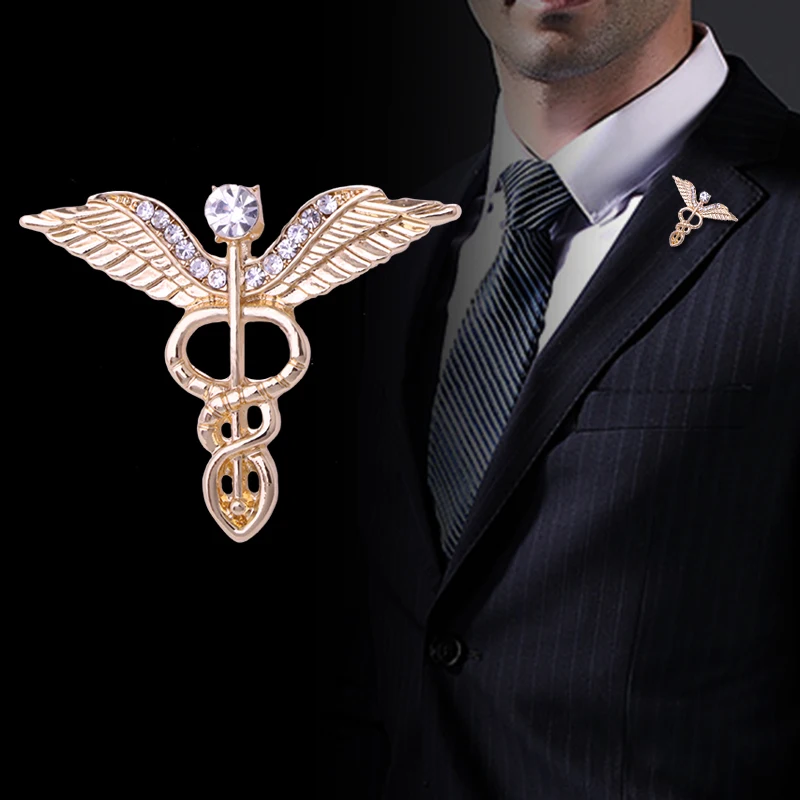 Новинка Винтажная брошь Крылья Золотого Ангела бижутерия ретро двойная булавка