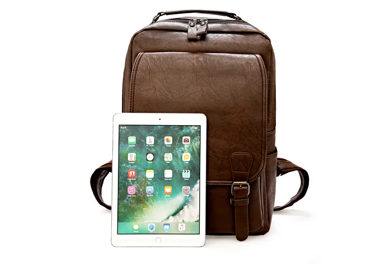 Pu Leather Backpack Laptop Male School Bag High Quality Men Vintage Waterproof Casual Travel Fashion Bags for Girl Teenager Boys | Багаж и