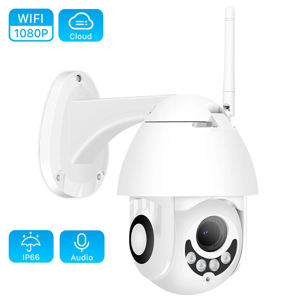 Наружная беспроводная PTZ камера H.265 1080P 2MP Двусторонняя аудио IR скоростная