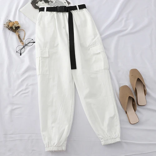 

Harajuku Streetwear Cargo Pants Women Casual Joggers Sweatpants High Waist Loose Female Trousers Korean Pantalon Belt