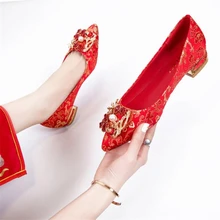 Zapatos Dama women classic high quality chinese traditional wedding high heel shoes bridal comfort stiletto heel (2)