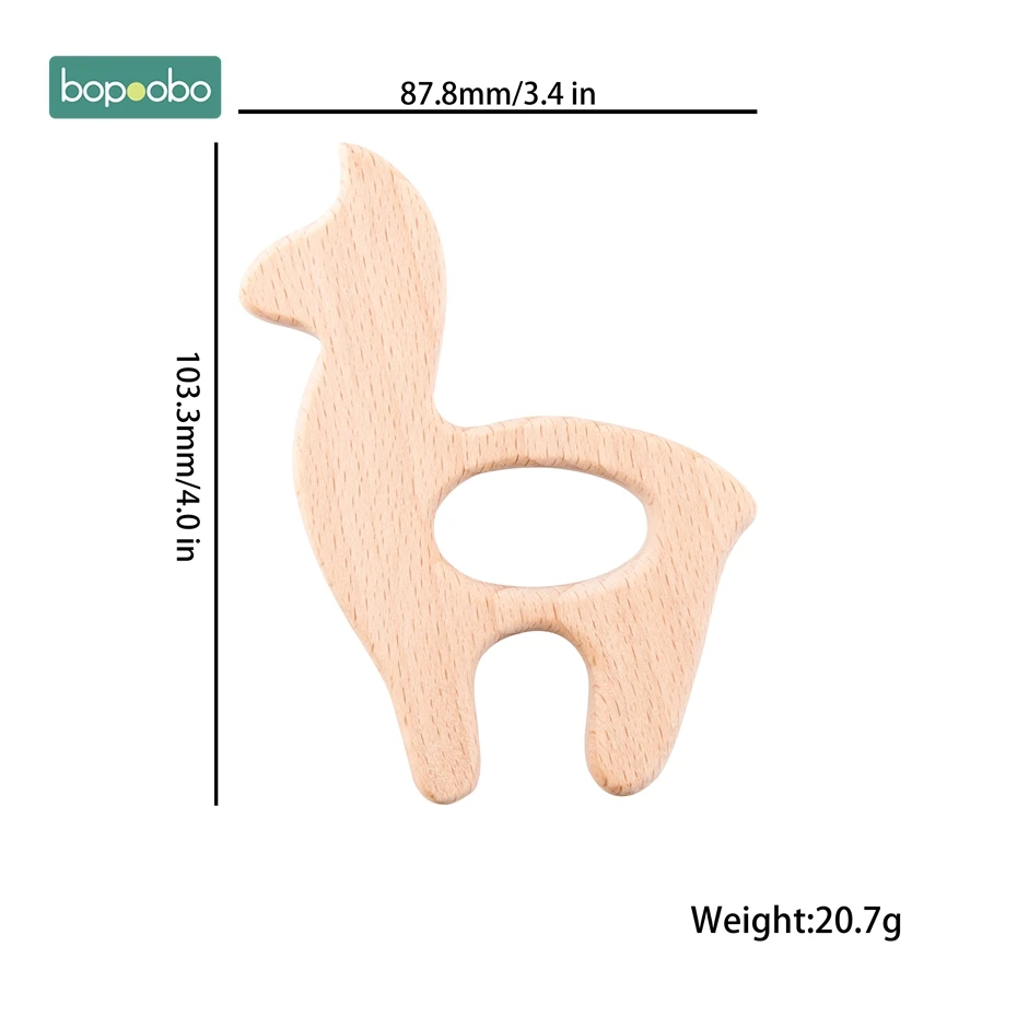 Alpaca Bopoobo 5 шт. деревянный Прорезыватель для еды, из бука, деревянные животные, детские игрушки для новорожденных, подвеска, соска, комплект для медицинских процедур, Детские трофеи - Цвет: Alpaca
