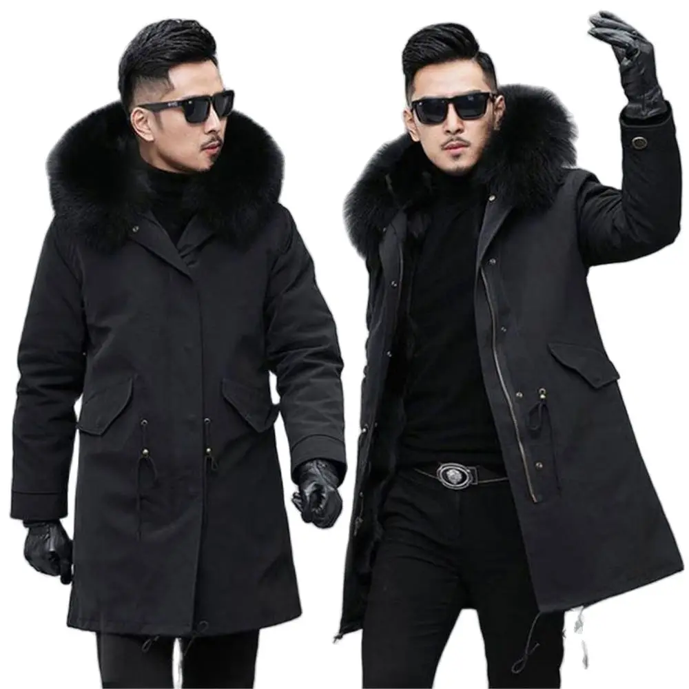 2022 Winter Top Hot Sale Parka Men Thick Cotton Coat Big Fake Fur Raccoon Hooded Coat To Keep Warm For Russian Jacket Clothing