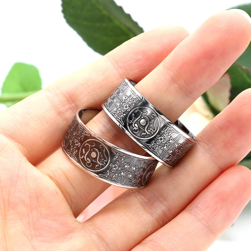 KLDY мужские кольца черное кольцо из нержавеющей стали серебряные китайский стиль