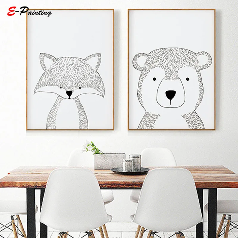 Настенная картина в скандинавском стиле рисунок на холсте леса детской комнаты