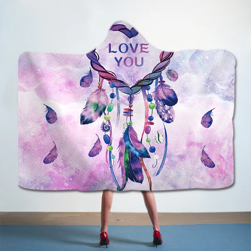 Большое одеяло с капюшоном Ловец снов зимнее мягкое диванное для путешествий