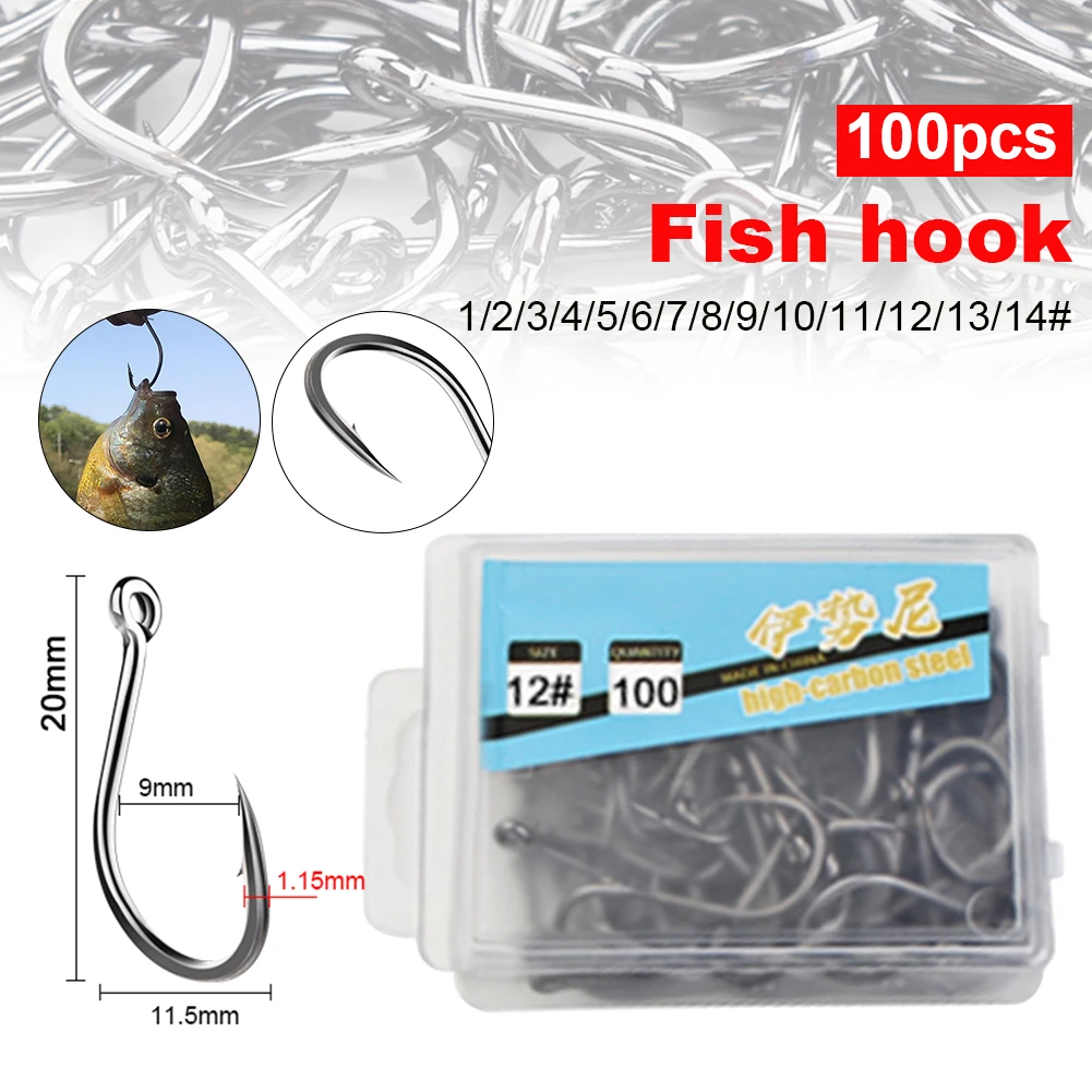 

70-100pcs ISEAMA Fishing Hooks Set Barbed High Carbon Steel with Eye 1-14# Single Circle Carp Hook Fishing Tackle Accessories