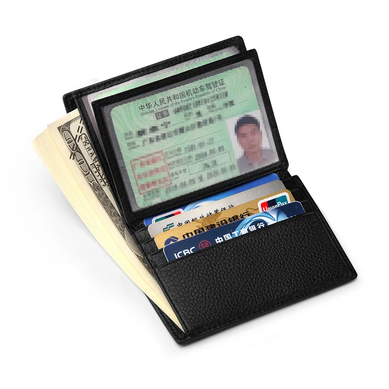 Мужской короткий кошелек в стиле ретро из натуральной кожи ультратонкий