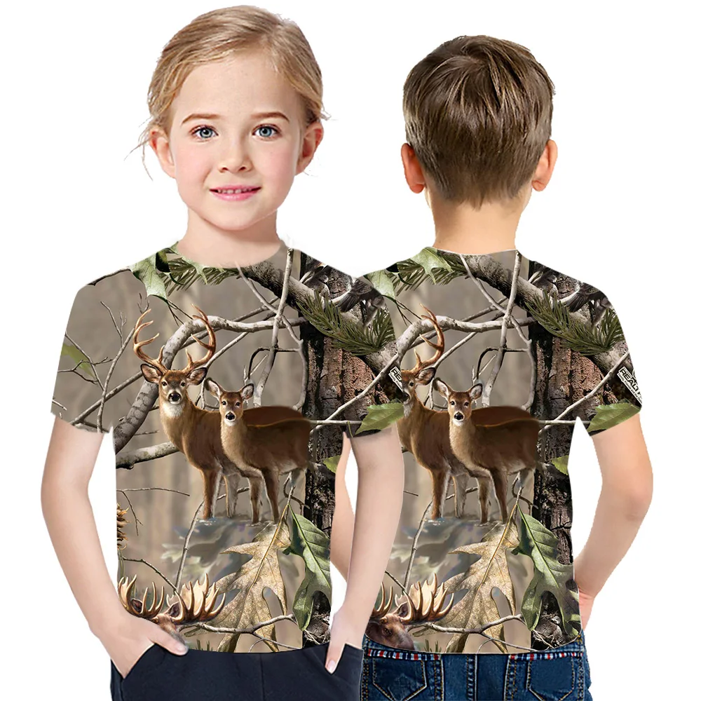 

Summer New 3D Printing Cute Fox Round Neck Casual Children's T-Shirt Personalized Harajuku Casual Short Sleeve Loose Top