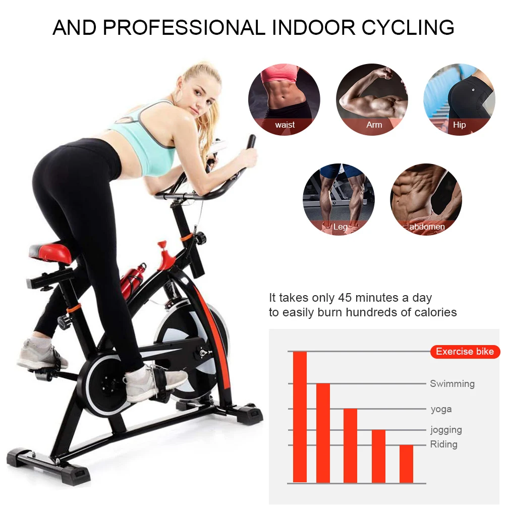 

Indoor Cycle Bike Stationary Cycling Exercise Home Gym Bicycle Equipment with LCD Display Exercise Gym Trainer Indoor