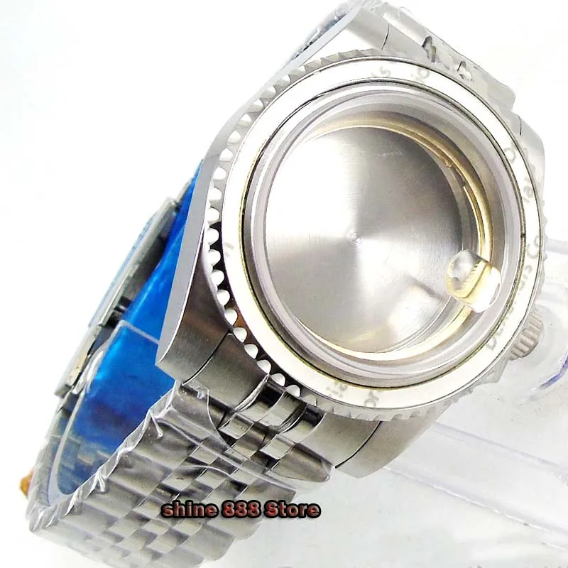 

Чехол для часов из нержавеющей стали серебристого цвета 40 мм с сапфировым стеклом + умный браслет подходит для ETA 2836 MIYOTA автоматический механизм