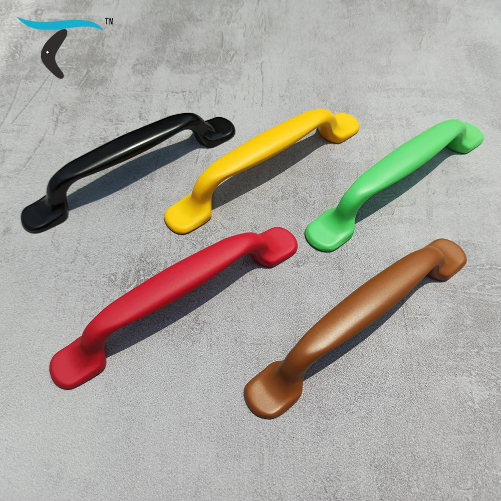 

96 hole distance American cabinet door handle modern minimalist children's room wardrobe shoe cabinet color handle