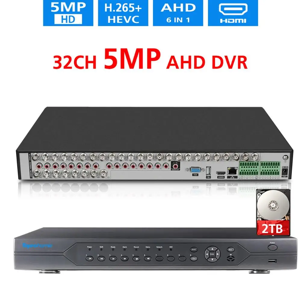 Видеорегистратор TOPROHOIME H.265 + Hi3531A 32CH AHD Real 5MP 24ch 1080P NVR onvif для ip камеры XMEM P2P Phone View DVR