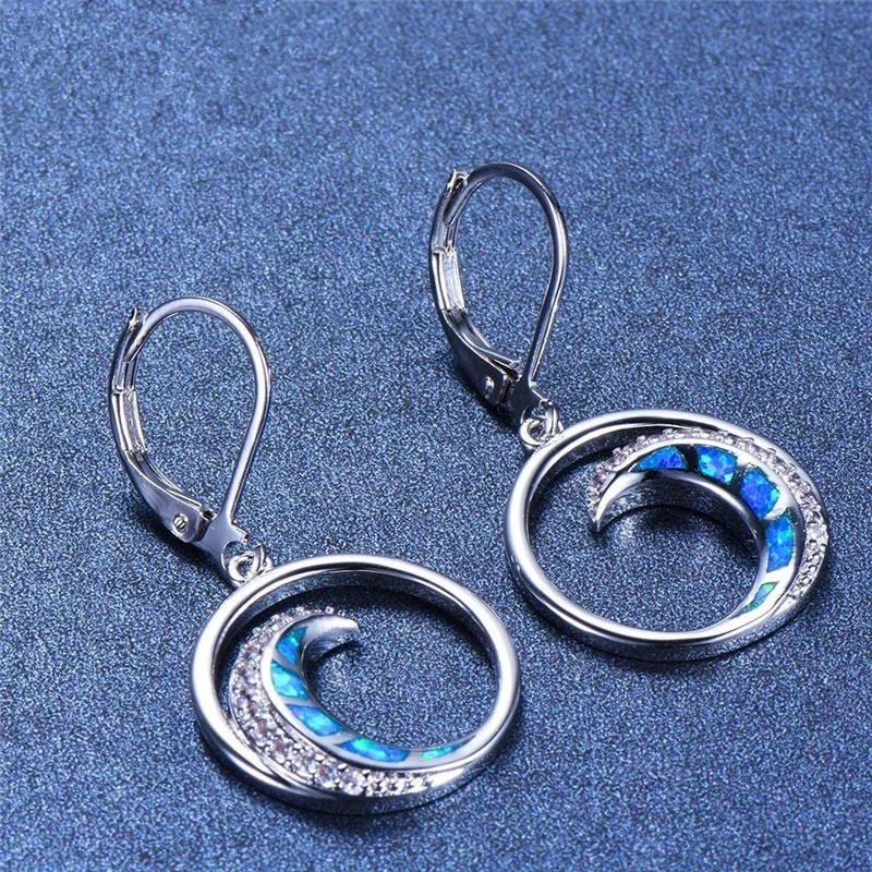 

Fashion Luxury Opal Moon Earrings Women Romantic Banquet Wedding Bridal Accessories Valentine's Day Charm Gift Jewelry Wholesale