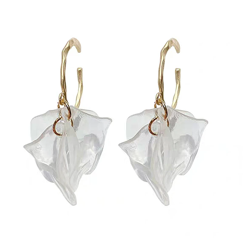 

Transparent Petal Super Earrings Irregular Resin Stud