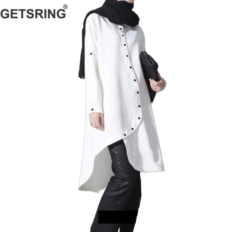 Женское асимметричное платье-рубашка GETSRING длинная свободная хлопковая рубашка