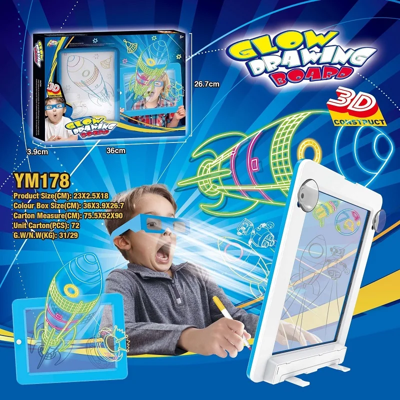 

3d Magic Pad Drawing Board Children's Led Stereo Children's Toys For Kids Birthday Gifts