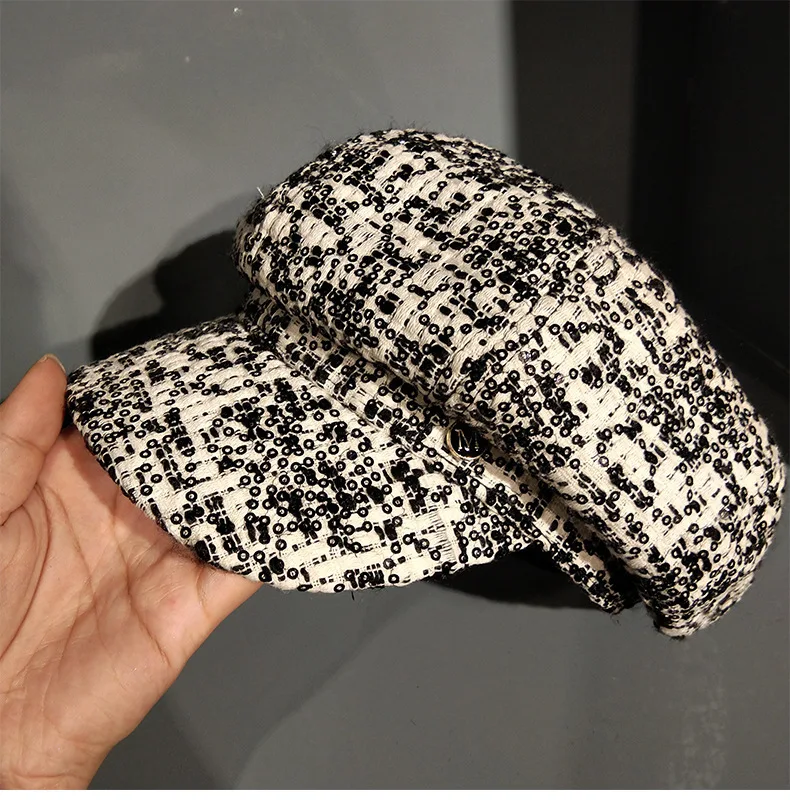 Новинка 2019 женские шапки твидовые клетчатые кепки газетчика кепка с плоским