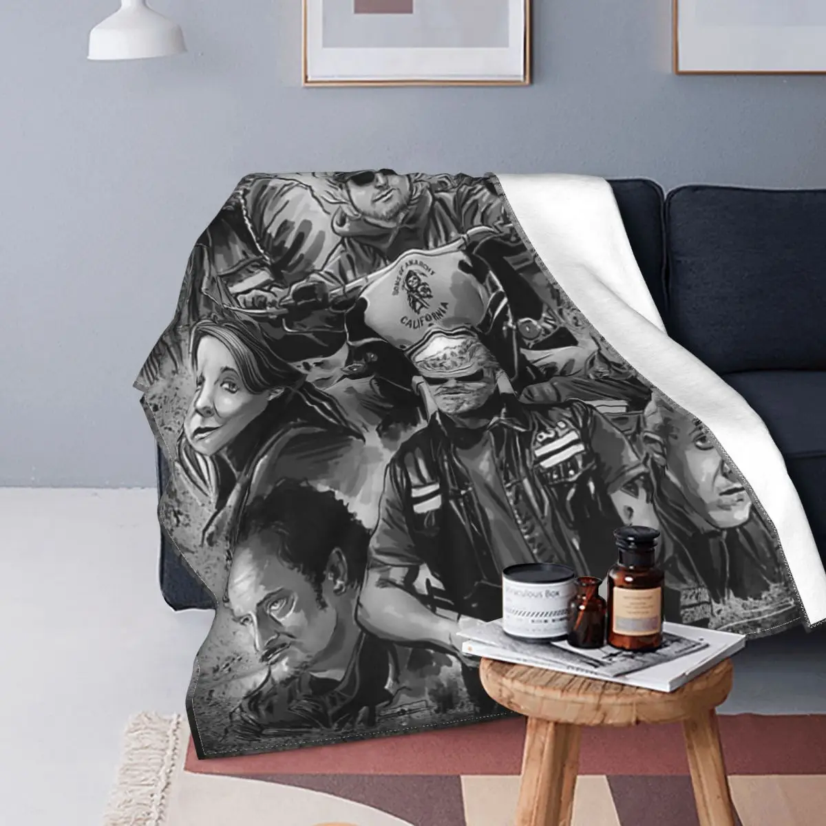 

Sons Of Anarchy Violence Blanket Rock Hardcore Heavy Metal Flannel Vintage Breathable Throw Blanket for Bed Sofa Spring/Autumn