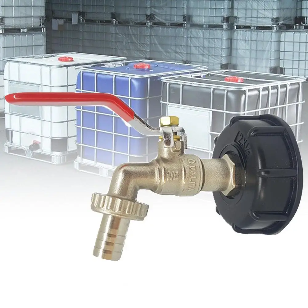 

Адаптер для бака IBC S60X6, латунный кран из железа, сменный клапан 1/2 дюйма, резьба 60 мм, соединитель для садовой воды 15 мм, дренажный адаптер