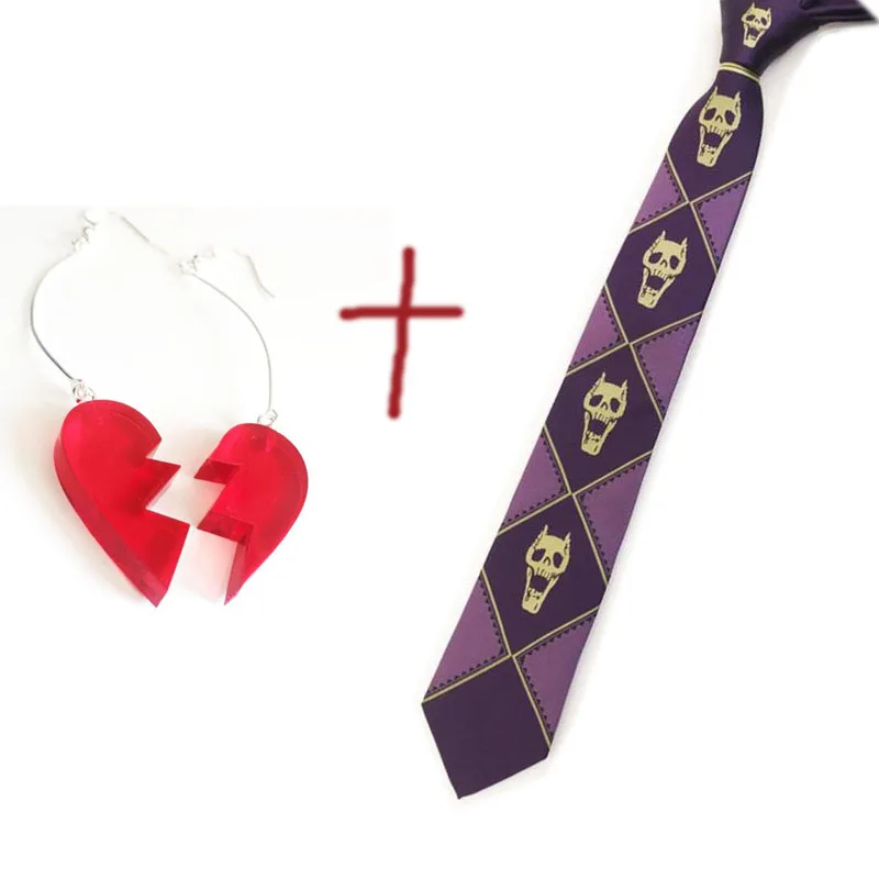 

Cosplay Japanese Anime JoJo Bizarre Adventure Tie Killer Queen Heavens Door Kira Yoshikage Props Skull Jacquard Neck Tie