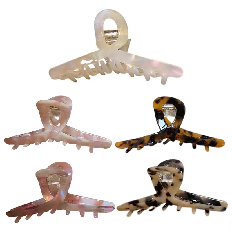 

Korean Elegant Cellulose Acetate Hair Claw Romantic Shiny Colorful Leopard Print Banana Clips Clamp French Nonslip Sweet Vintage