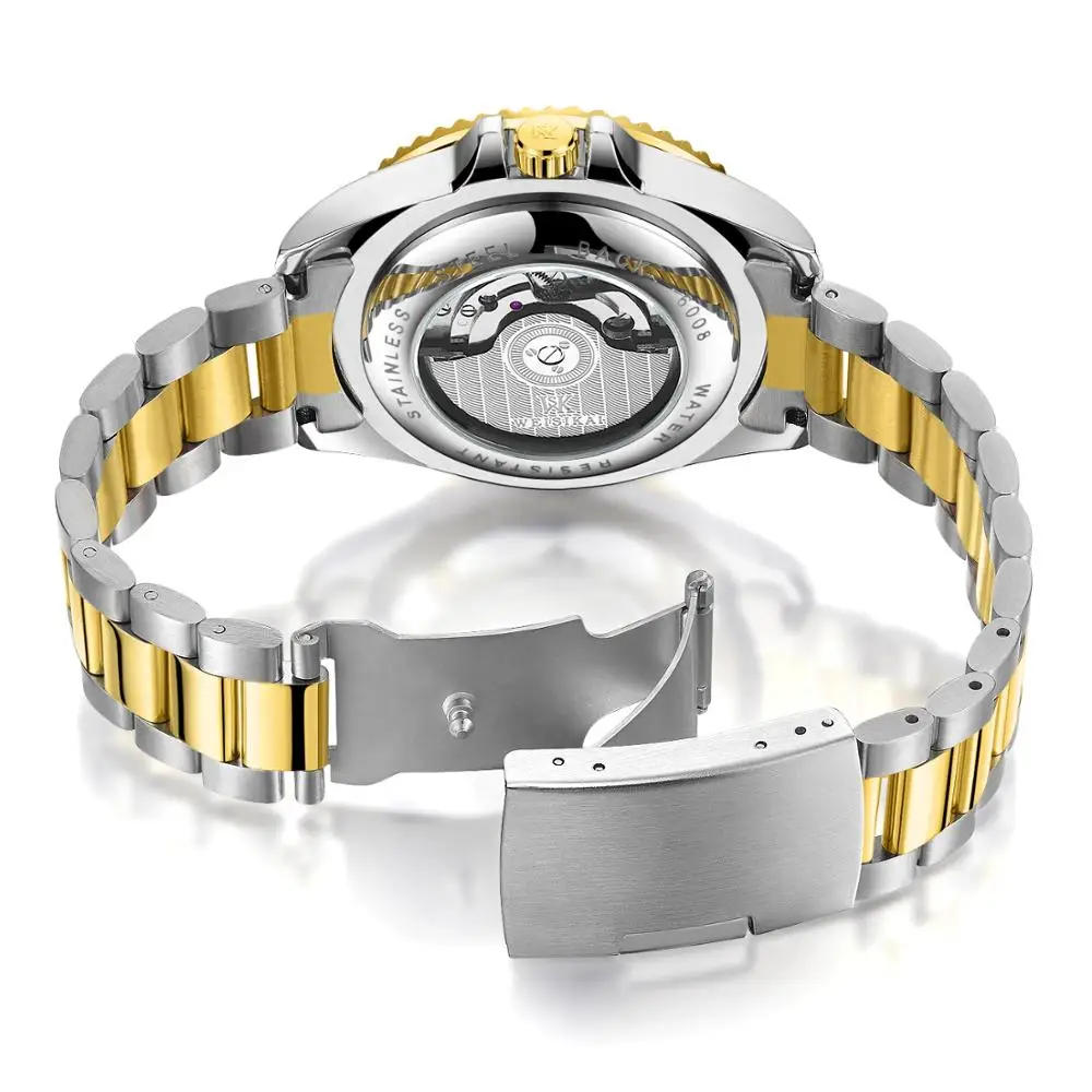 WEISIKAI мужские механические часы цветные наручные с ремешком из нержавеющей стали