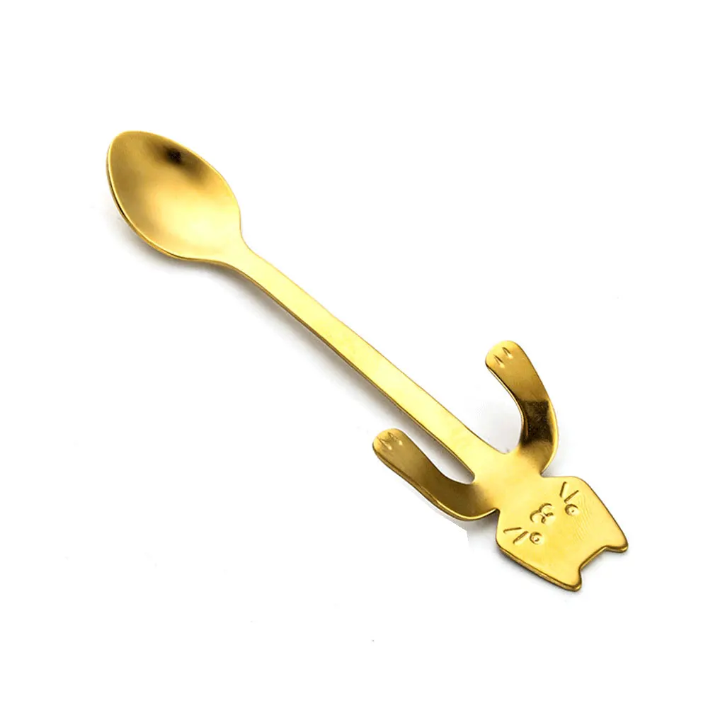 

Cute Cat Stainless Steel Cartoon Coffee Spoon Tea Stirring Spoon Tableware Dessert Ice Cream Spoon