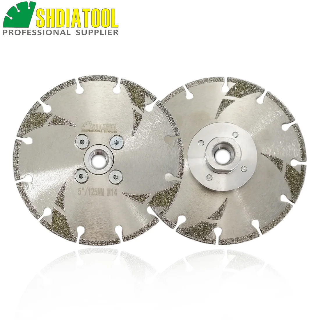 

SHDIATOOL 2pcs 5" Coated diamond cutting & grinding disc M14 flange with protection 125MM electroplated diamond blade