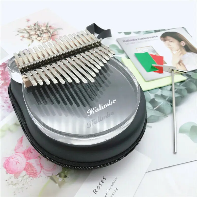 

Crystal Kalimba 17-Key Thumb Piano Transparent Acrylic Kit Stickers Tuner Hammer Musical Instrument Finger Piano Christmas Gift