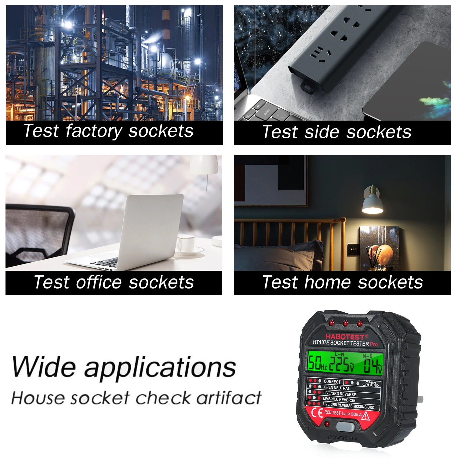 Тестер розетки HABOTEST GFCI 90 250 В автоматический Электрический тестер цепи детектор
