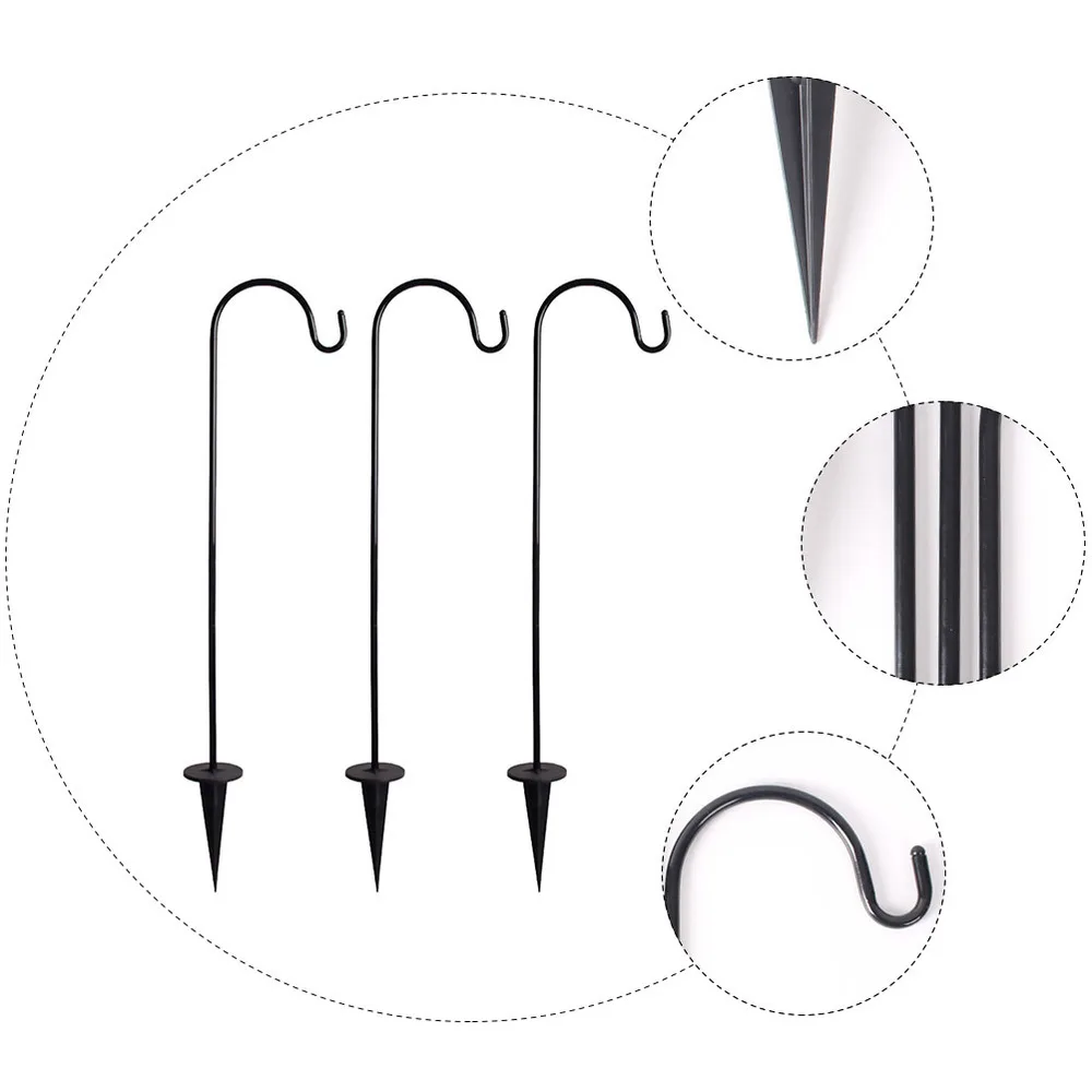 

3Pcs Practical Shepherd's Hooks Iron Garden Stakes Multifunctional Lawn Stakes