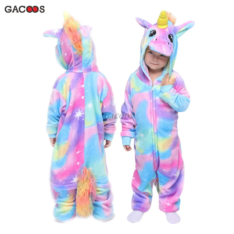 Детские пижамы кигуруми для мальчиков и девочек в виде единорога детские ститча
