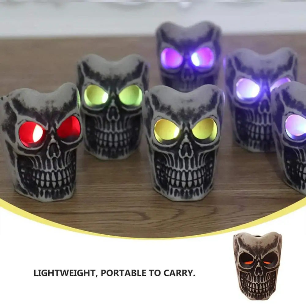 

Skull Candlestick Resin Plastic LED Candle Light Skeleton Candle Horrible Smokeless Haunted House Wall