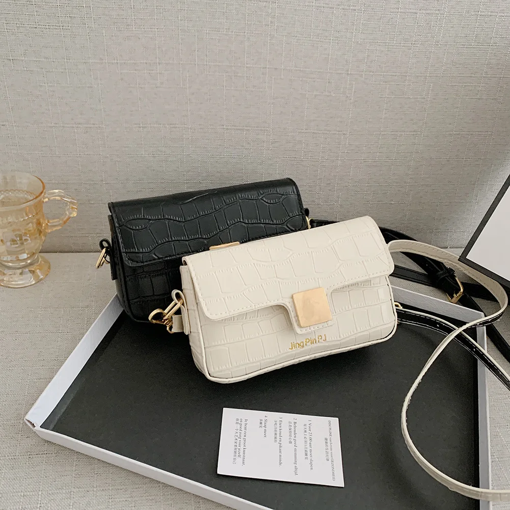 

Vintage PU Leather Shoulder Crossbody Bags For Women Fashion Alligator Pattern Casual Solid Color Ladies Small Messenger Bags