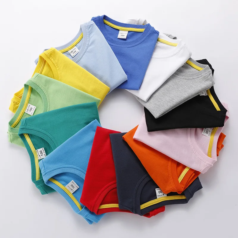 

Summer Boys T Shirt Cheap Sales Children's Cotton Tops Tees Baby Kids Solid Outwear 2-12Y Clothes Packaging 3pcs Different Color