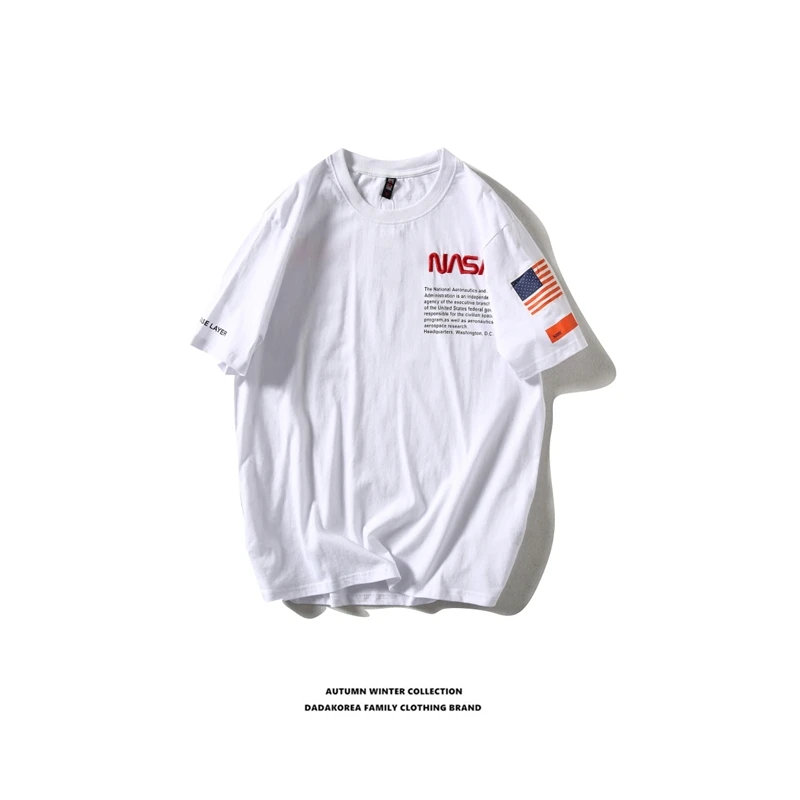 Летняя Хлопковая мужская футболка с короткими рукавами принтом американского