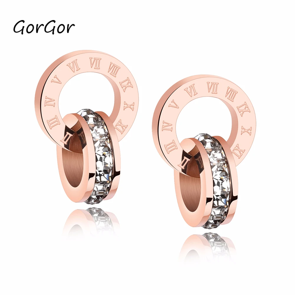 GorGor модные простые маленькие квадратные стразы римское цифровое двойное кольцо