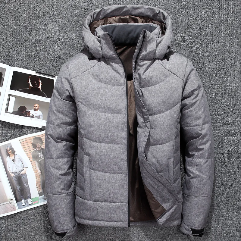 

Winter Warm Down Jacket Men Grey Down Coats Man Fashion Casual Outwear Duck Down Parka Men