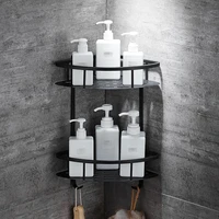 Wall Mounted Bathroom Black Trangle Shelves Aluminum Basket Storage Shower Caddy Shelf hair dryer holder etagere tipi repisa