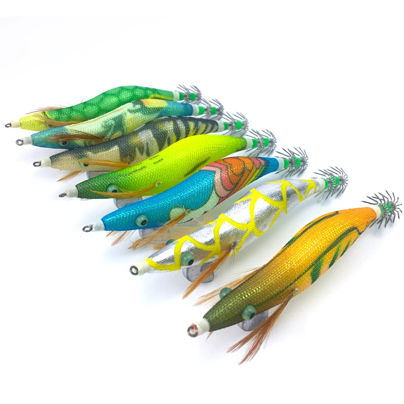 

3.5# 13cm/20g Luminous Squid Jig Fishing Wood Shrimp Lure Lead Sinker Jigs Octopus Sea Jig Head Game Fishing Lure Squid Hooks