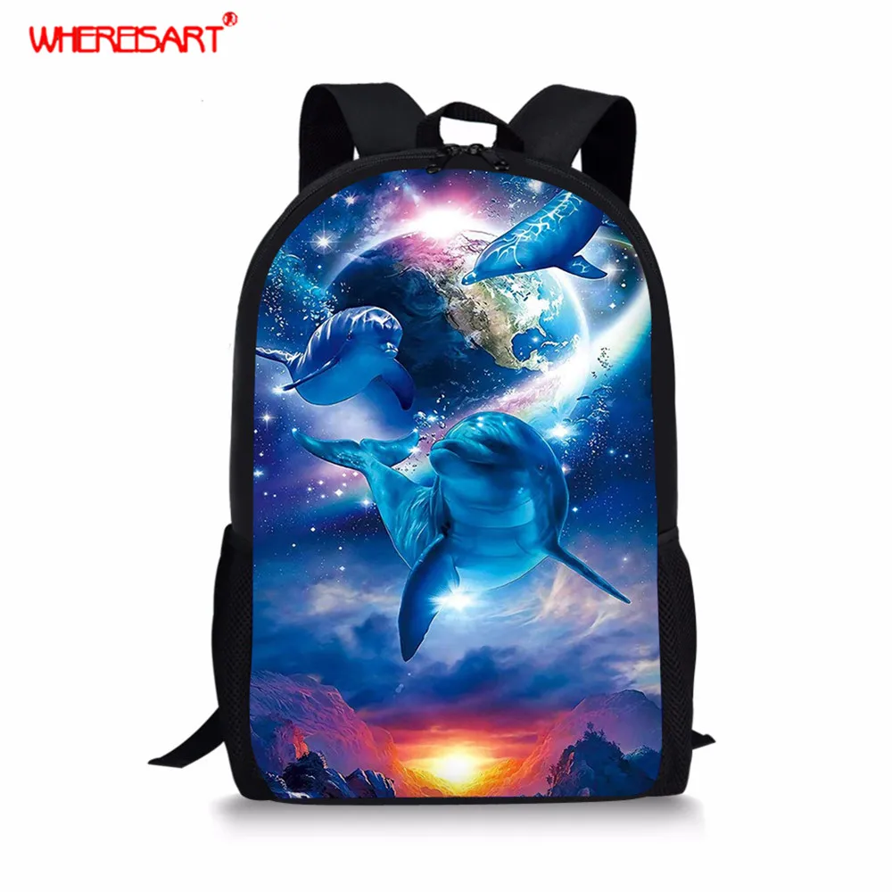 

WHEREISART 3D Animal Prited School Shoulder Bags Cool Wolf/Tiger Design Backpacks for High School Students Kids School Supplies