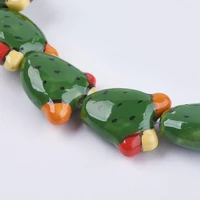pandahall 10pcs 21x19x9mm cactus beads handmade porcelain beads ceramic loose beads for diy jewelry making crafts mixed color