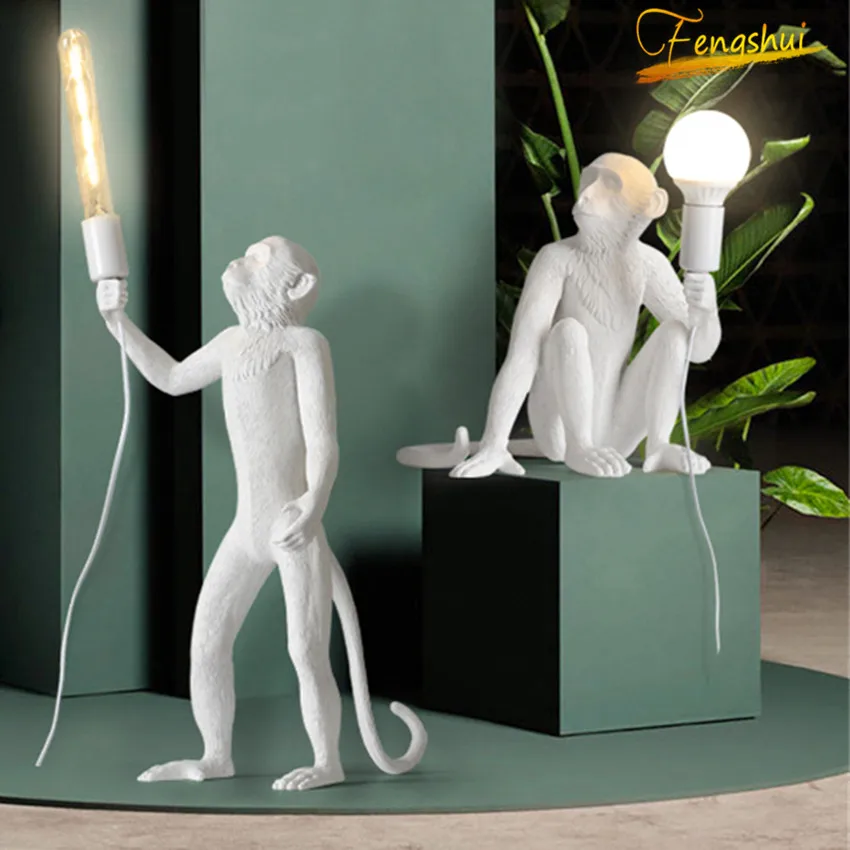 

Nordic Resin E27 Monkey Lamp Table Lamp for Office Desk Animal Night Lamp Bedroom Table Lights Home Bedside Hanging Lamp Decor